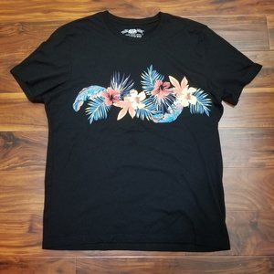 American Rag Unisex T Shirt XL Black Floral Print Short Sleeve